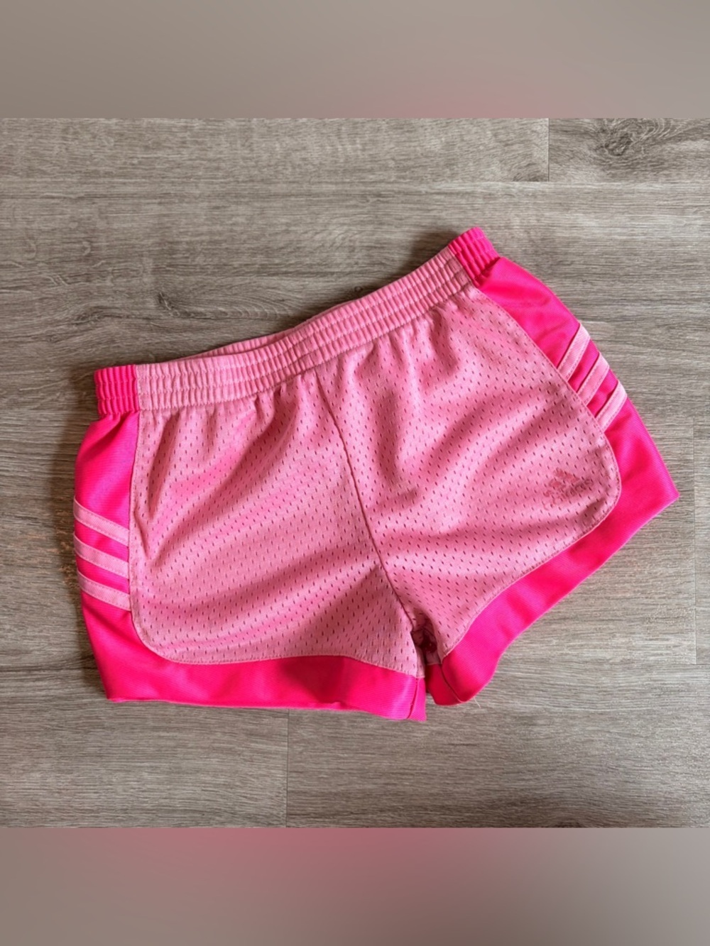 Adidas little girls pink mesh athletic shorts